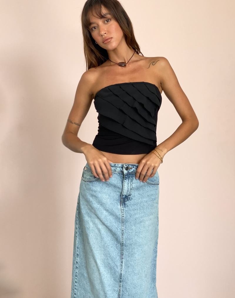 Women's Motel Rocks Wayan Ruffle Bandeau Black | JAC384LN