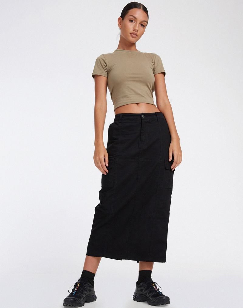 Women's Motel Rocks Widya Cargo Midi Skirts Black | KKB3828ZI