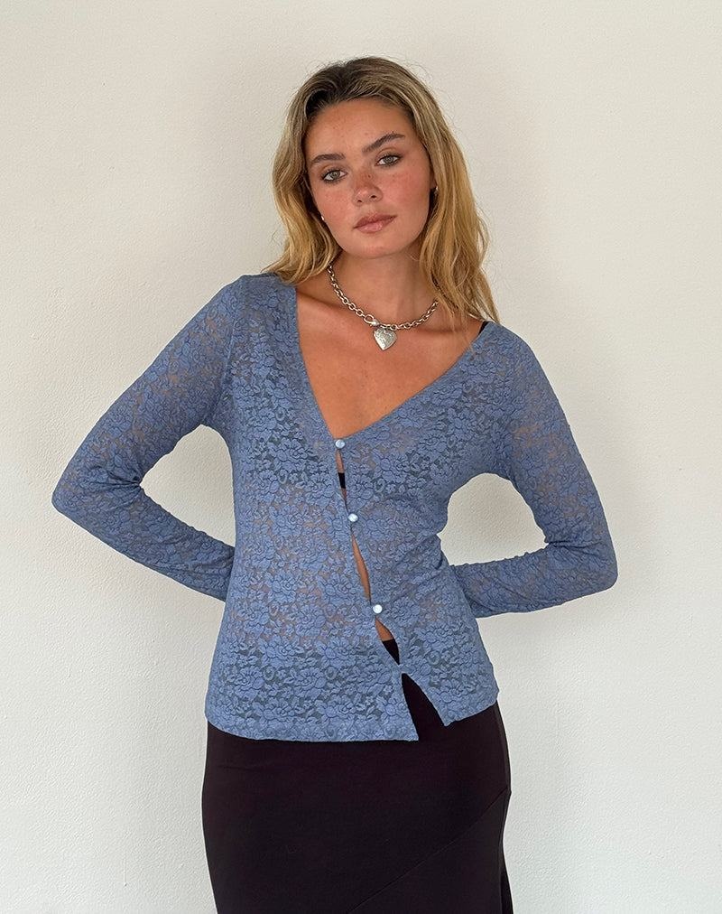 Women's Motel Rocks Zatin Asymmetrical Cardigan Blue | UFW581XF