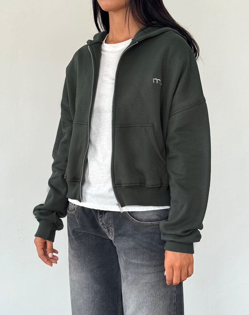 Women's Motel Rocks Zip Through Hoodie Green Light Grey | AZG1591HH